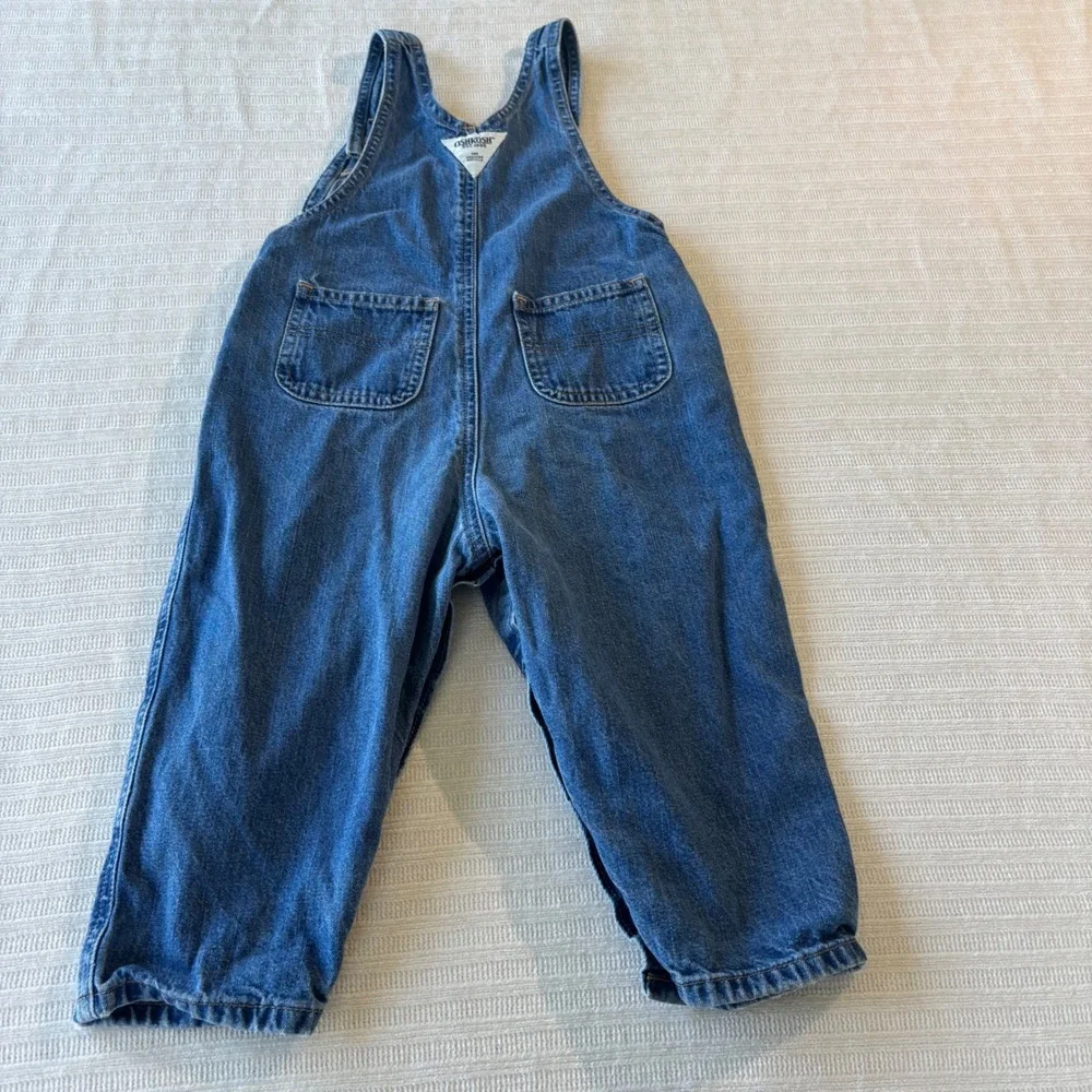 Vintage OshKosh Bgosh Kids Blue Denim Bib Overalls 24 Months Medium Wash Cotton
